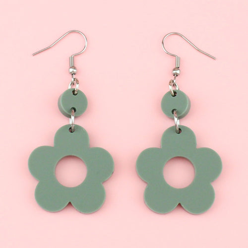 Sage Green Flower Power Earrings