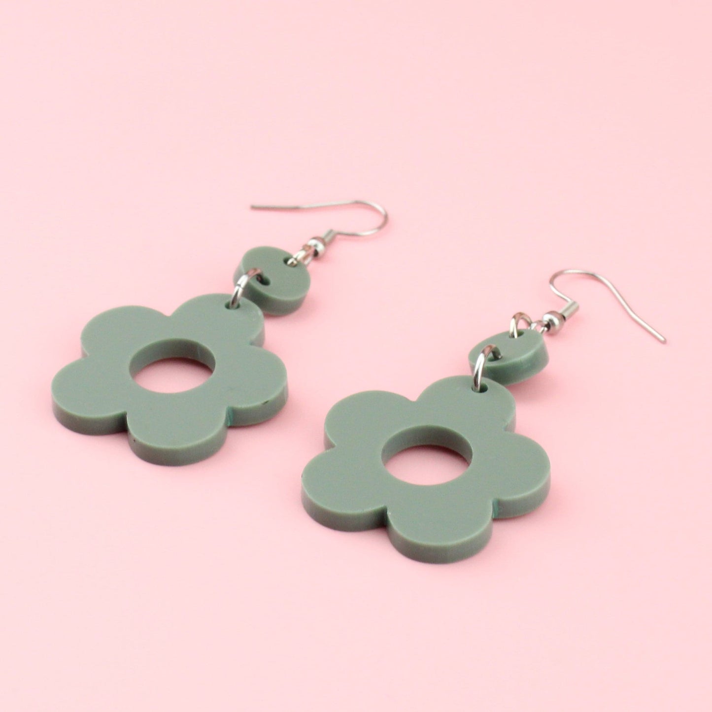 Sage Green Flower Power Earrings
