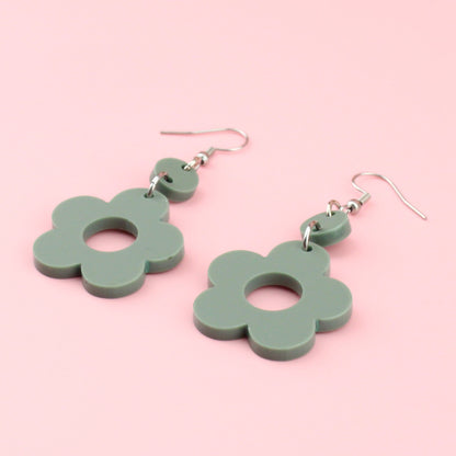 Sage Green Flower Power Earrings