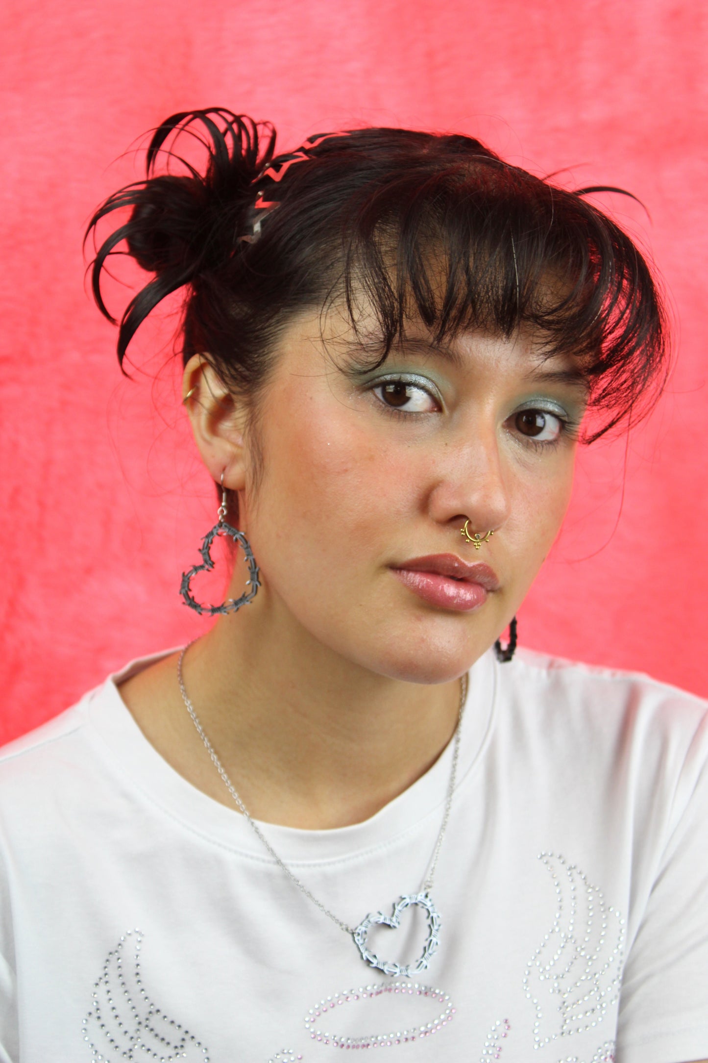 Silver Barbed Wire Heart Earrings