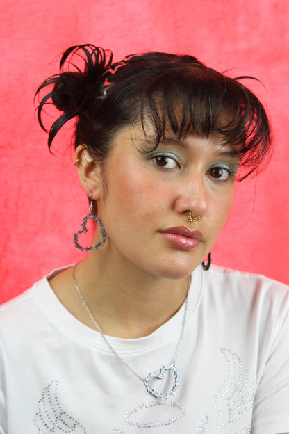 Silver Barbed Wire Heart Earrings