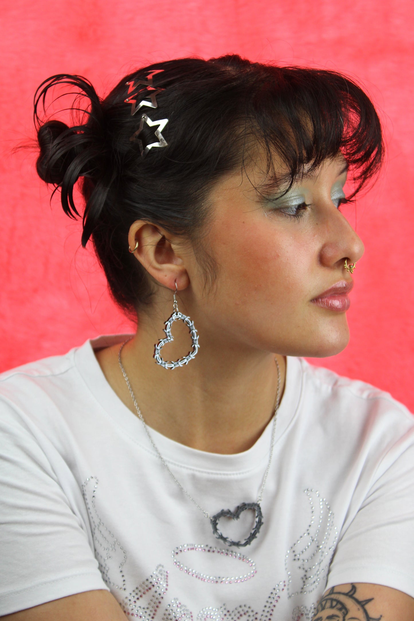 Silver Barbed Wire Heart Necklace