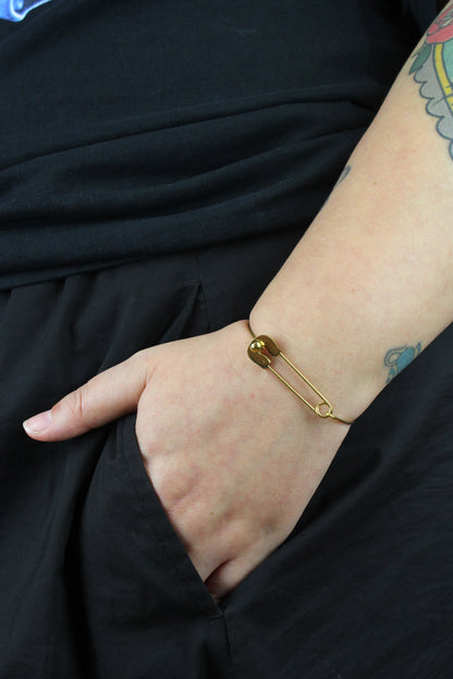 Safety Pin Bangle (Gold Plated)