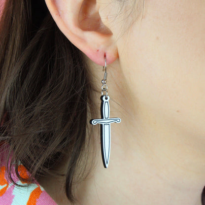 Silver Dagger Earrings