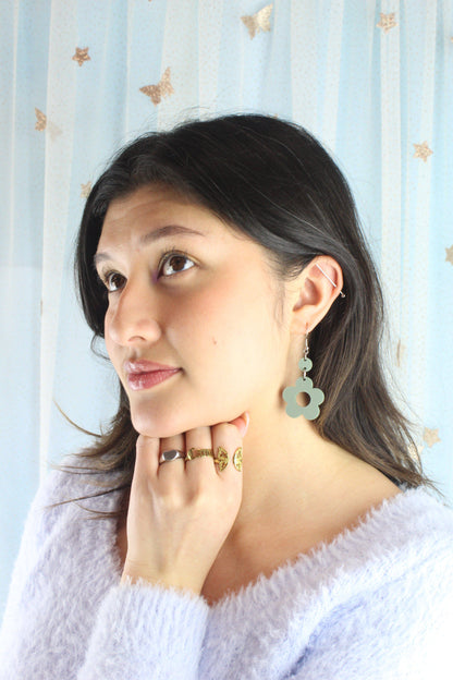 Sage Green Flower Power Earrings