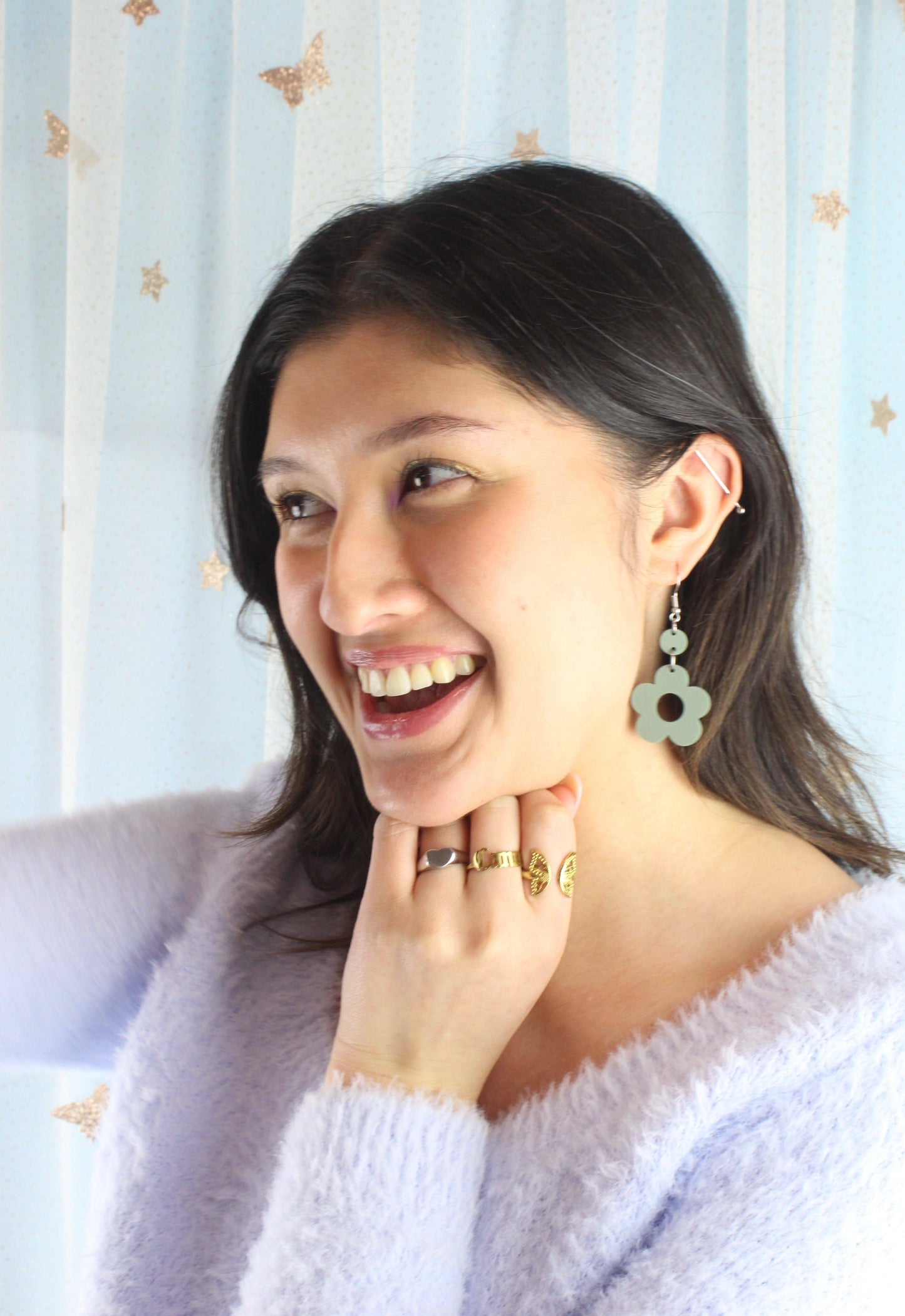 Sage Green Flower Power Earrings