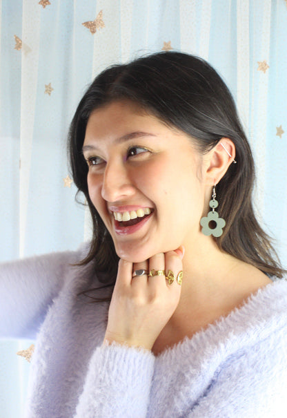 Sage Green Flower Power Earrings