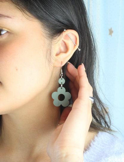 Sage Green Flower Power Earrings