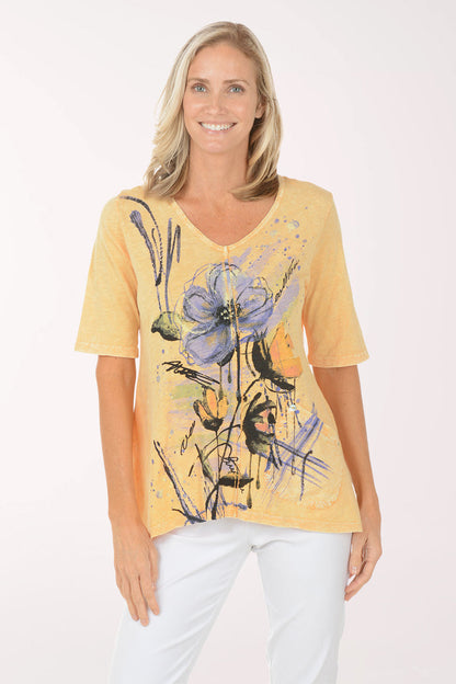 Wind Flower Mineral Washed Shark Bite Tunic