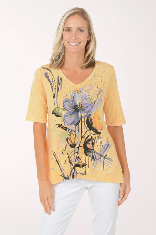Wind Flower Mineral Washed Shark Bite Tunic