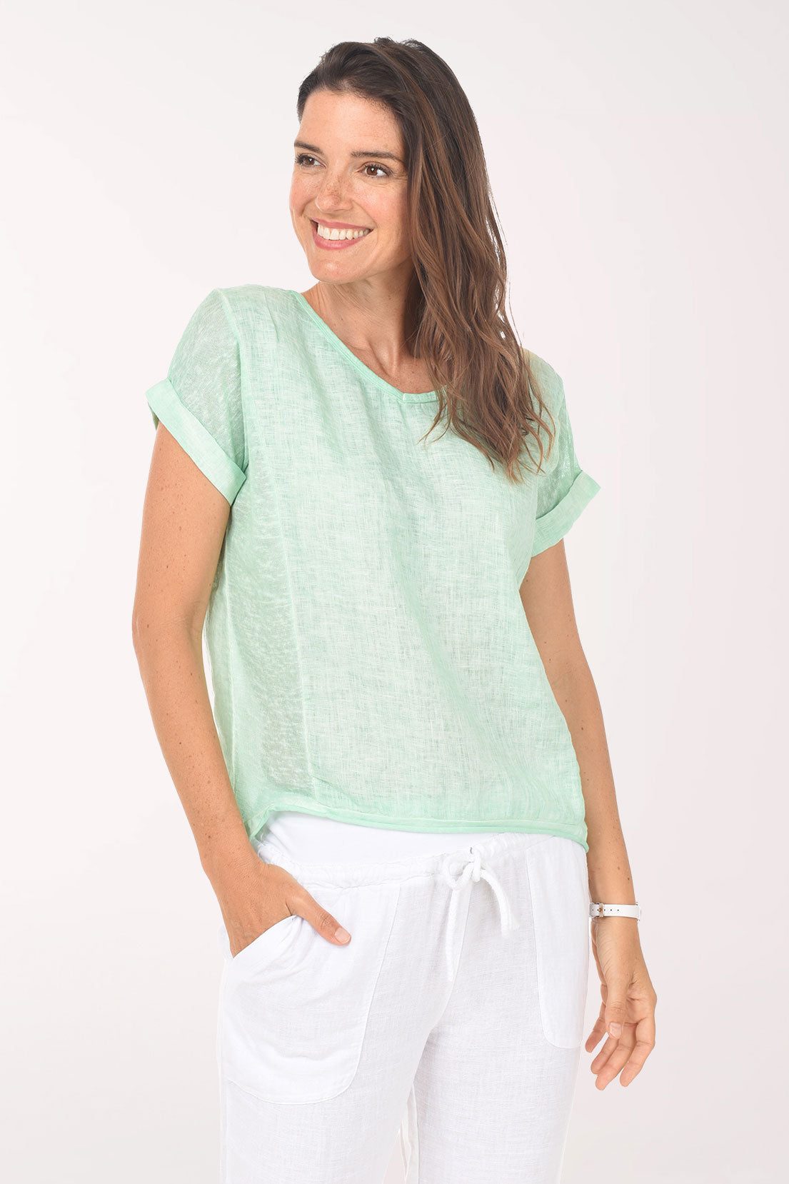 V-Neck 100% Linen Tee
