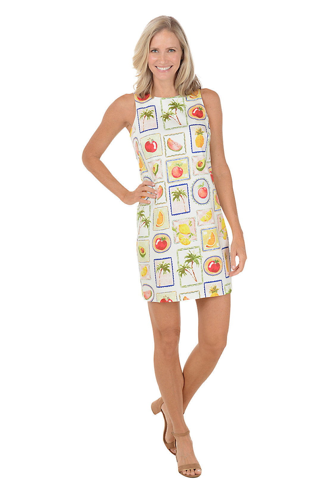 White Fruitopia Sleeveless Shift Dress