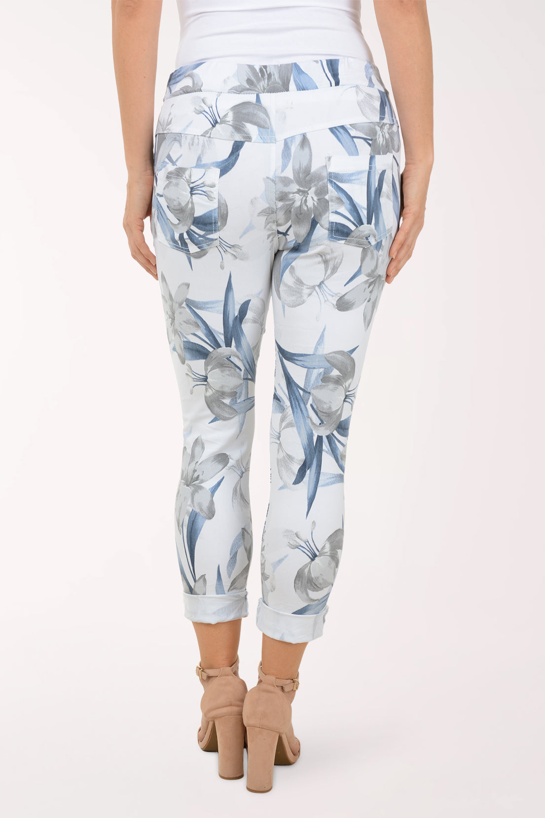 White Lily Flowers Jogger Pant