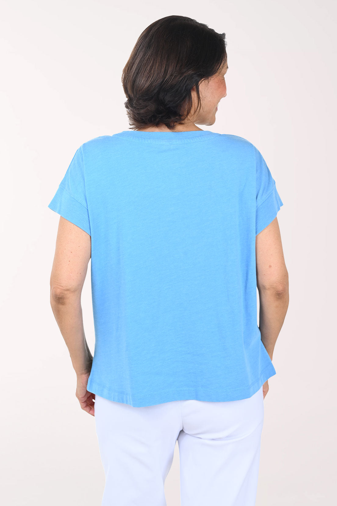 White And Blue Nautilus Cap Sleeve Tee