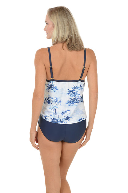 Tropical Toile Faux Tankini Swimsuit