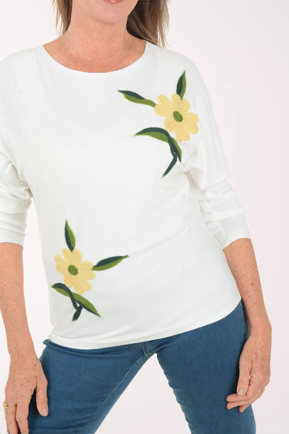Yellow Daisies Felted Sweater