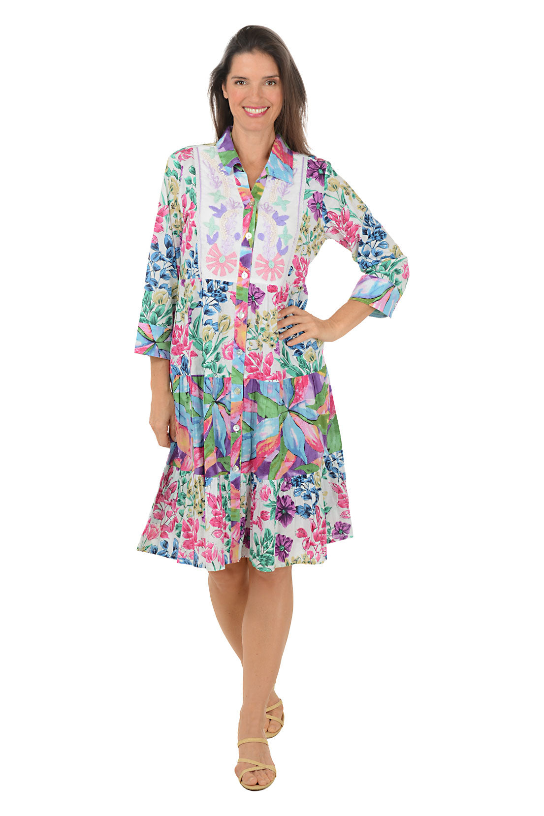 Willow Cotton Embroidered Button-Front Dress
