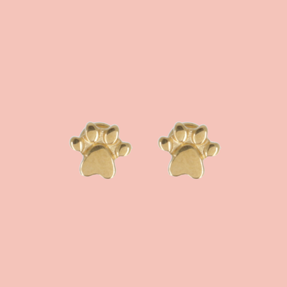 Screw On Paw Stud Earrings (Gold Plated)