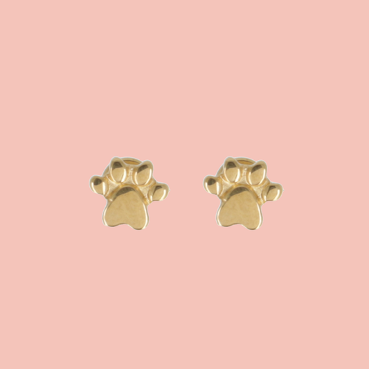 Screw On Paw Stud Earrings (Gold Plated)