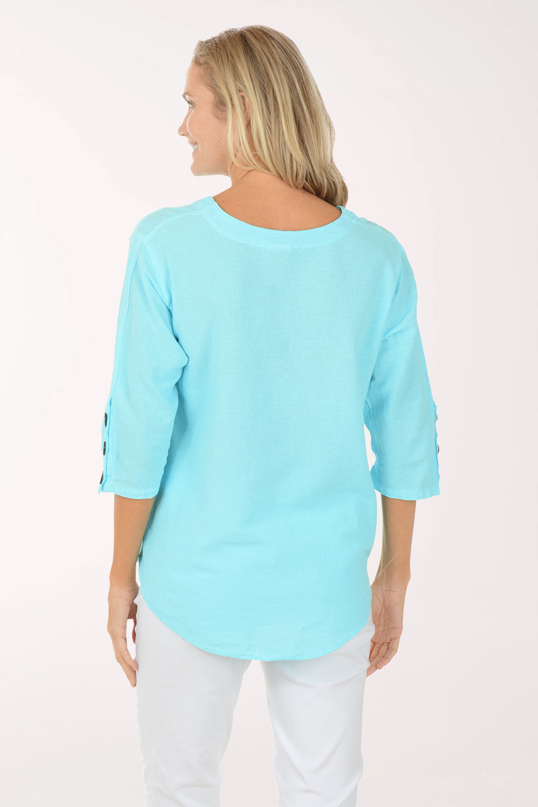 Triple Button Sleeve Crinkle Top