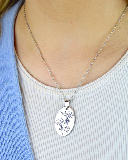 September Birth Flower Necklace - Morning Glory