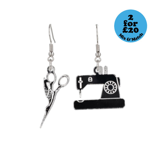 Sew Cute Earrings - Silver