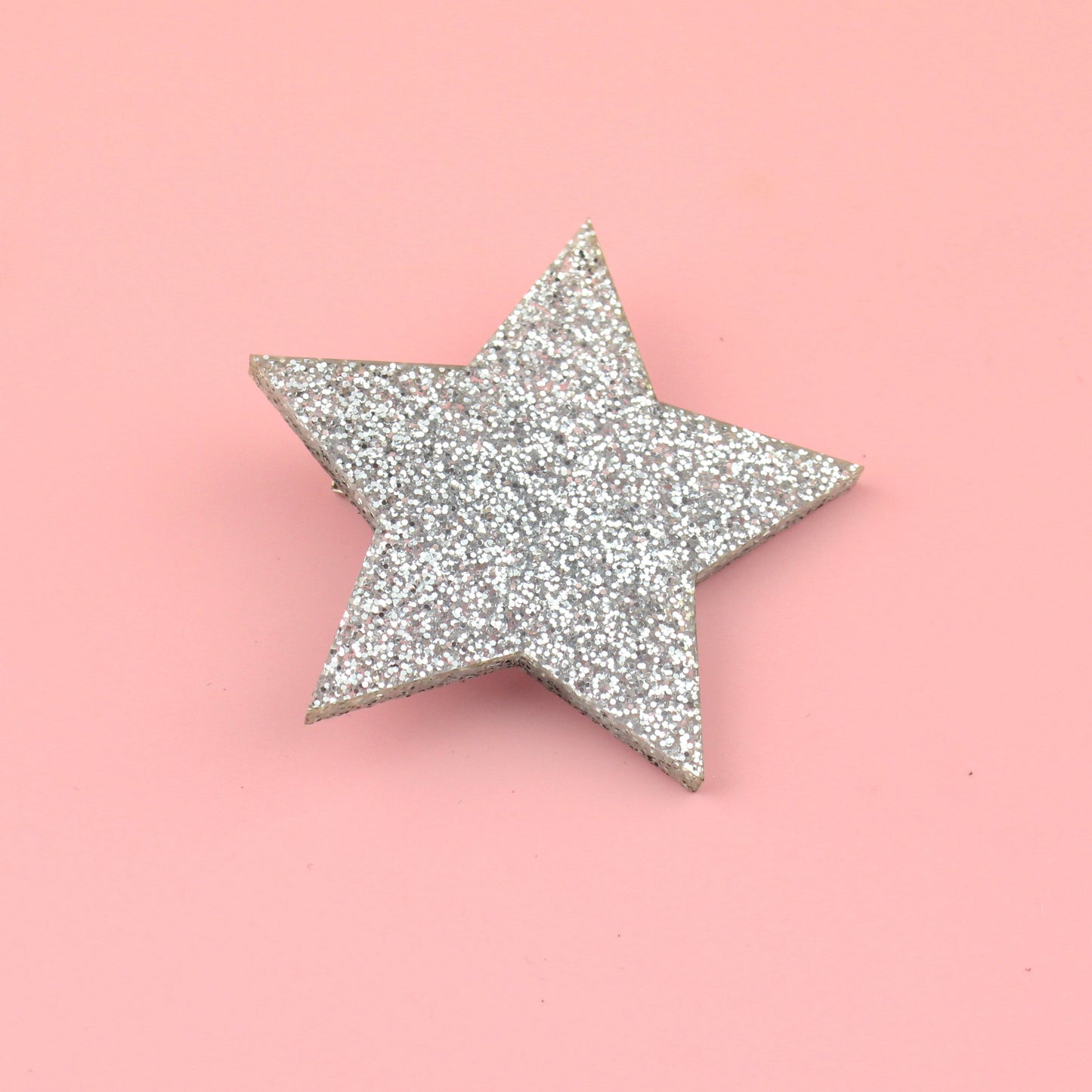Silver Glitter Single Star Hair Clip