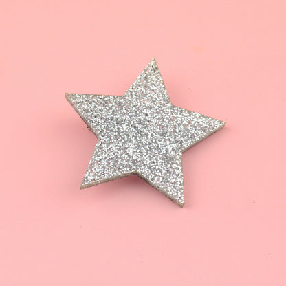 Silver Glitter Single Star Hair Clip