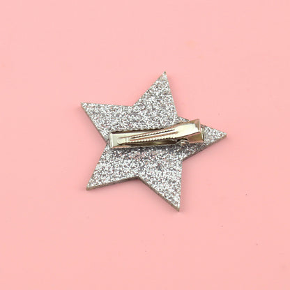 Silver Glitter Single Star Hair Clip