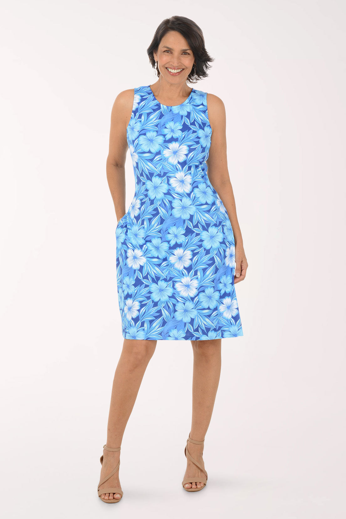 Tropical Floral UPF50 Sleeveless Swing Dress