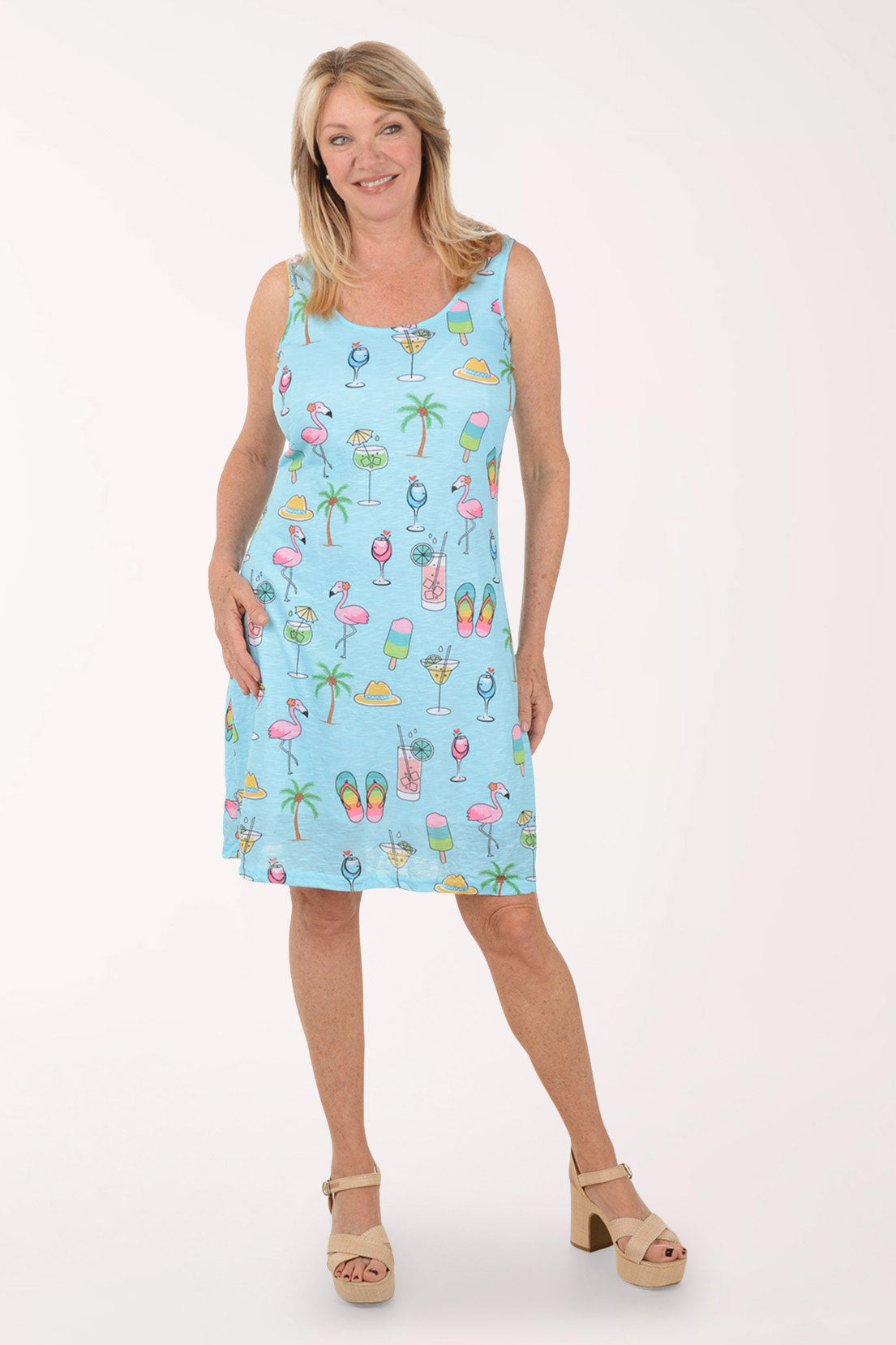 Tropical Vacation Sleeveless Tank Dress