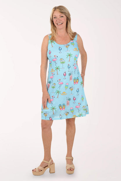 Tropical Vacation Sleeveless Tank Dress