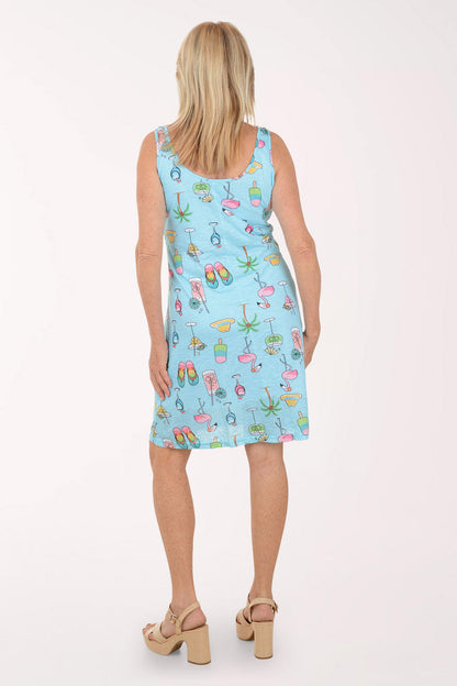Tropical Vacation Sleeveless Tank Dress
