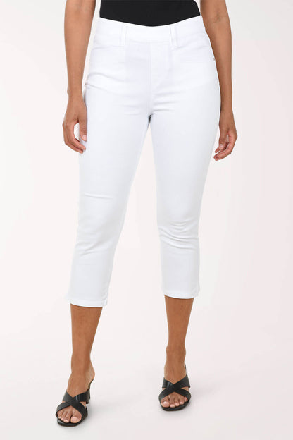 Topstitch Pockets Denim Capri Pant