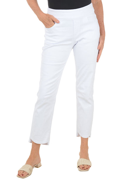 White Denim Stepped Hem Ankle Pant