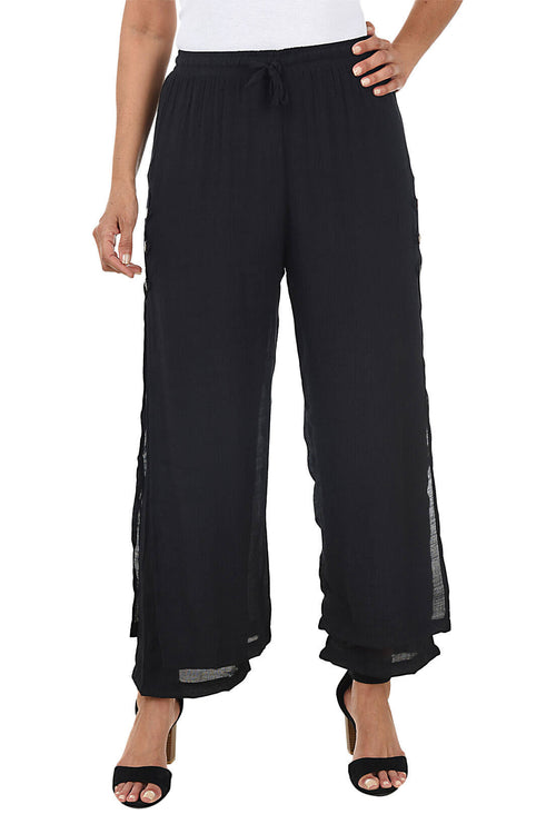 Triple Button Flowy Layered Pant