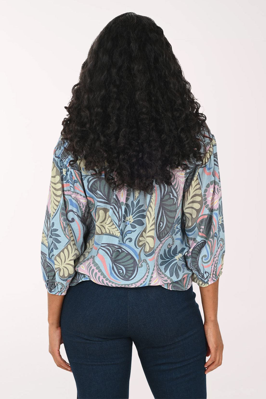 Violet Paisleys Smocked Shoulder Shirt