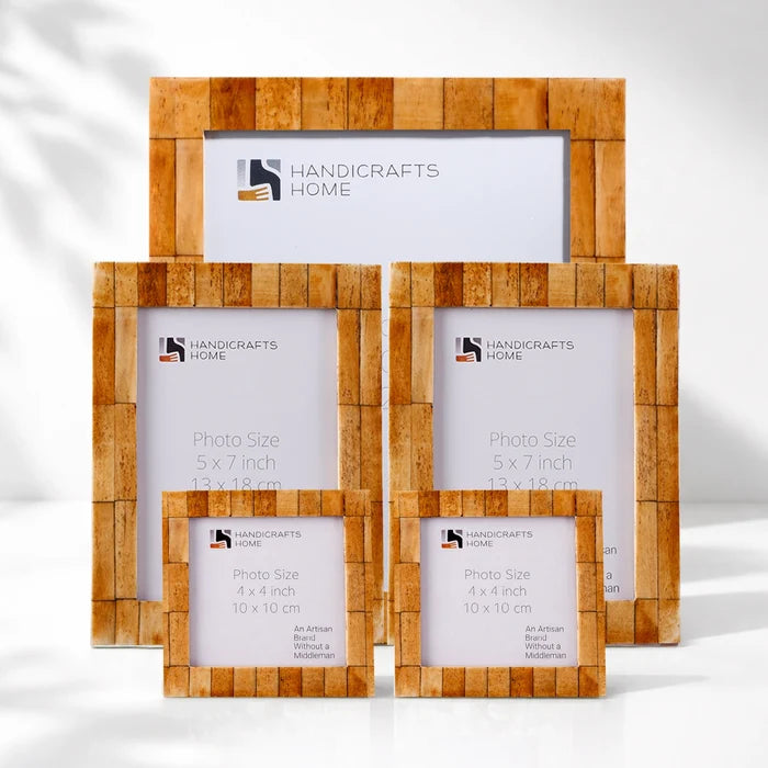 Antique Tile Bone Inlay Picture Frame Set (5-Pieces)