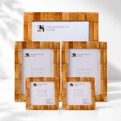 Antique Tile Bone Inlay Picture Frame Set (5-Pieces)