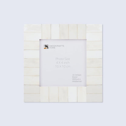 Handmade Baby Picture Frame Classic Collection Bone Inlay White 4x4, for tabletop or wall display