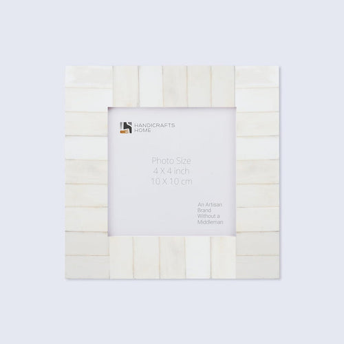 Handmade Baby Picture Frame Classic Collection Bone Inlay White 4x4, for tabletop or wall display