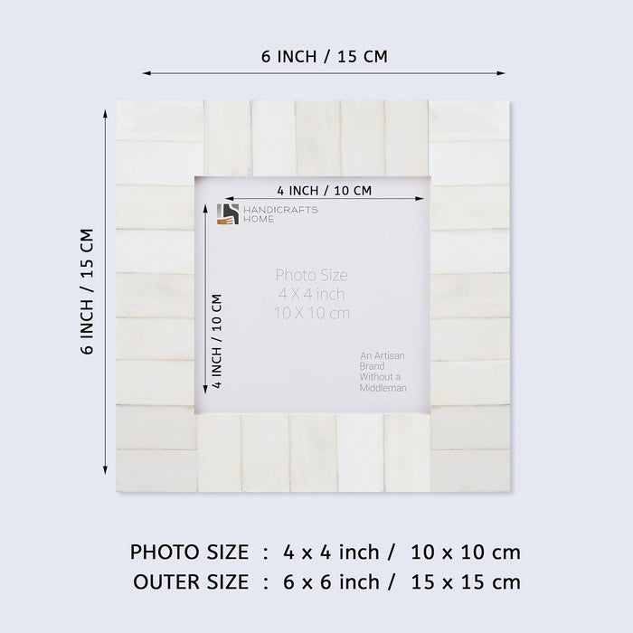 Baby Picture Frame Classic Collection Bone Inlay White 4x4
