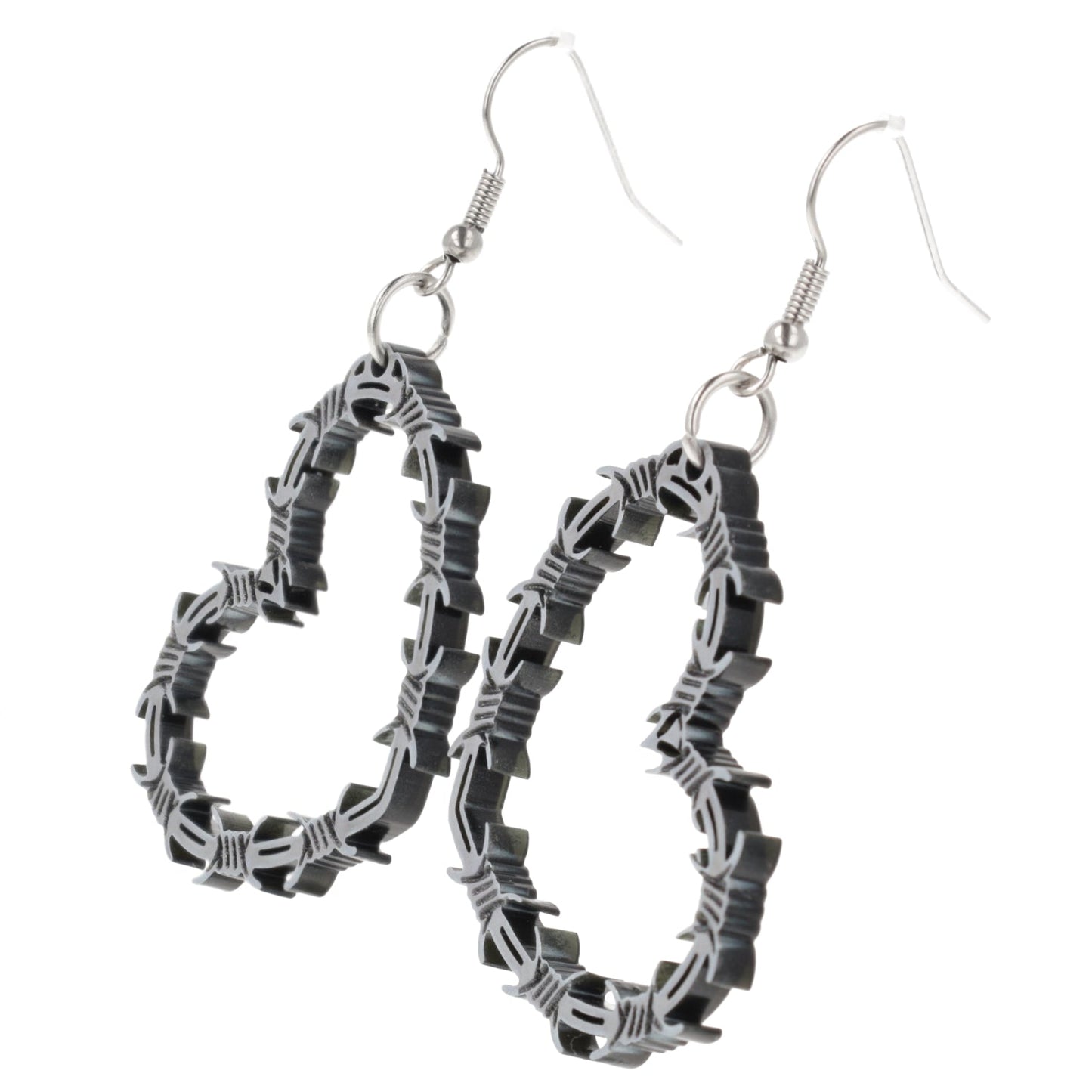 Silver Barbed Wire Heart Earrings
