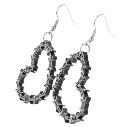 Silver Barbed Wire Heart Earrings