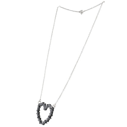 Silver Barbed Wire Heart Necklace