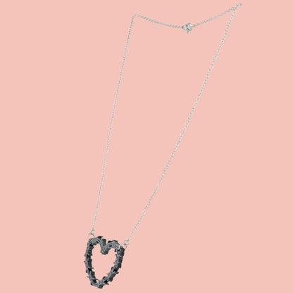 Silver Barbed Wire Heart Necklace