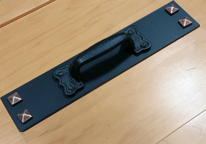 Barn Door Handle, Gate Handle, Door Pull, Rectangular with Yesteryear Pull and choice of accents
