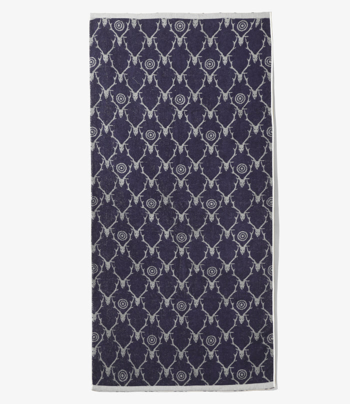 Bath Towel - Grey / Purple - Cotton Pile Jq. / Skull & Target