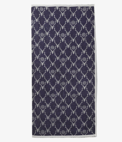 Bath Towel - Grey / Purple - Cotton Pile Jq. / Skull & Target