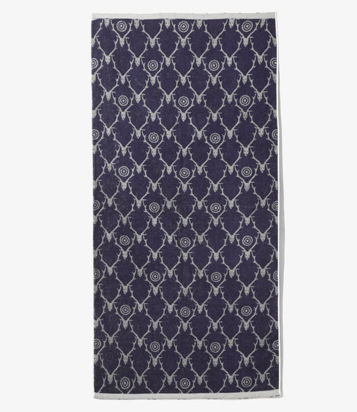 Bath Towel - Grey / Purple - Cotton Pile Jq. / Skull & Target